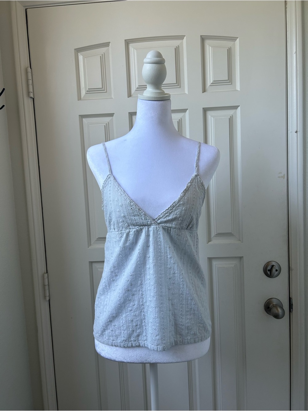 Brandy Melville Powder Blue Eyelet Embroidered 100% Cotton Cami Tank Top